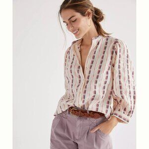 Pilcro Anthropologie The Bella Femme Buttondown Embroidered Size X-Small